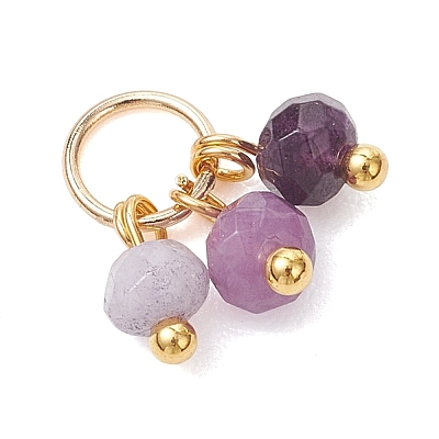 5Pcs 5 Styles Dyed Natural Malaysia Jade Faceted Rondelle Bead Charms PALLOY-JF04898-01-1