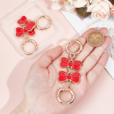 2Pcs Alloy Enamel Bowknot Link Purse Strap Extenders FIND-UN0003-18A-1