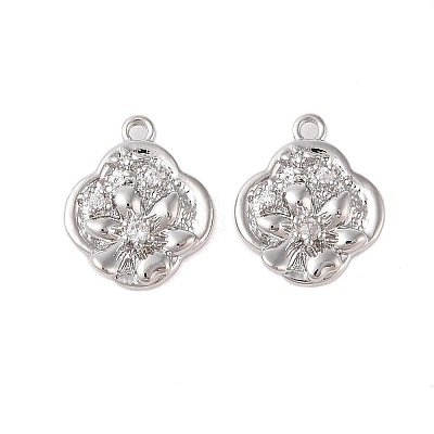 Brass Charms with Clear Glass KK-N254-57P-1