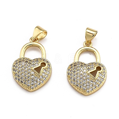 Brass Micro Pave Clear Cubic Zirconia Pendants X-ZIRC-J025-65G-1