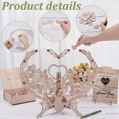 Wooden & Acrylic & Iron Wedding Guest Book Alternative WOOD-WH0002-61-1