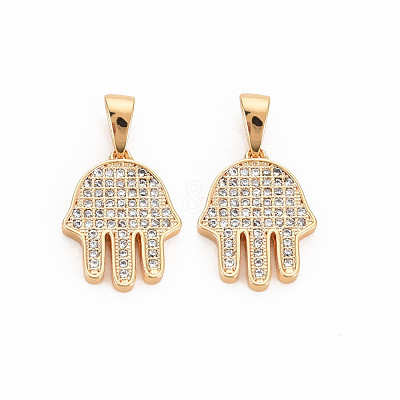 Brass Micro Pave Clear Cubic Zirconia Pendants KK-S364-266-1