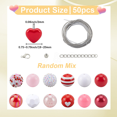 50Pcs Mixed Styles Acrylic Beads Sets SACR-PA0001-22-1