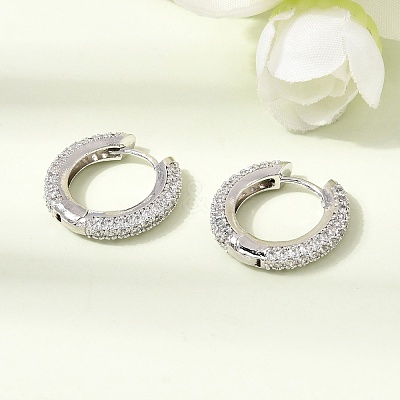 Brass Micro Pave Cubic Zirconia Hoop Earrings KK-CBA8324-24P-04-1