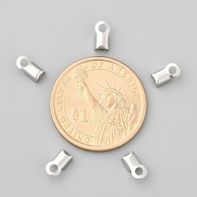 Tarnish Resistant 304 Stainless Steel Fold Over Crimp Cord Ends STAS-M009-01A-1