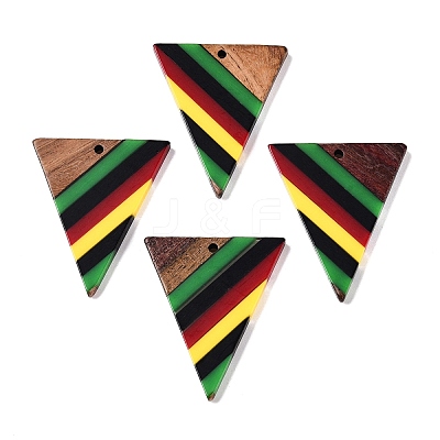 Jamaican Colour Epoxy Resin & Walnut Wood Pendants RESI-N039-122T-1