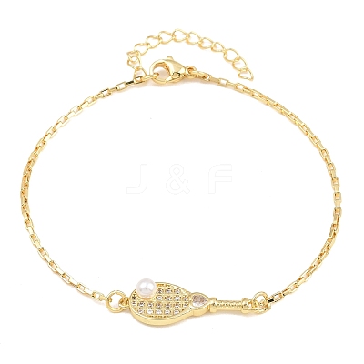 Brass Micro Pave Clear Cubic Zirconia Link Bracelets for Women KK-CBA68DA-01-1