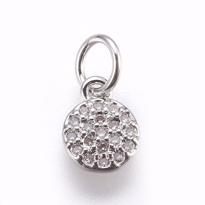 Brass Micro Pave Cubic Zirconia Charms ZIRC-E152-17P-RS-1
