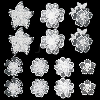14Pcs 7 Style Lace Embroidery Sewing Fiber Ornaments DIY-GF0006-19-1