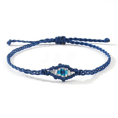 Adjustable Evil Eye Polyester Cord Braided Bracelets for Men Women BI7988-7-1