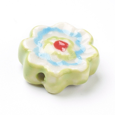 Handmade Porcelain Flower Beads Strands PORC-J008-04C-1