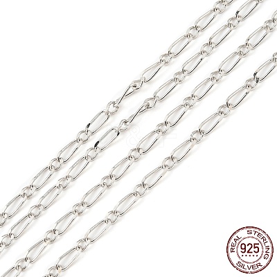 Anti-Tarnish Rhodium Plated 925 Sterling Silver Figaro Chains STER-F052-15P-1