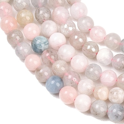 Natural Morganite Round Bead Strands G-I159-6mm-1