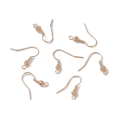 Ion Plating(IP) Brass Round Beaded Earring Hooks KK-G438-01G-1