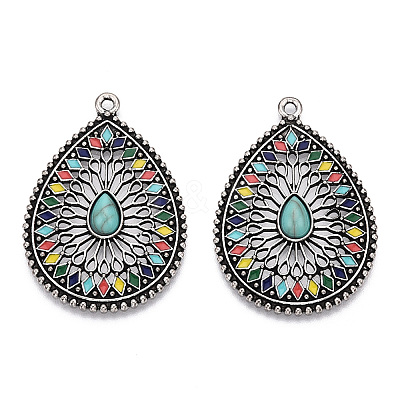 Synthetic Turquoise with Enamel Pendants PALLOY-TAC0044-62AS-1