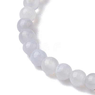 6mm Natural Blue Lace Agate Round Beaded Stretch Bracelets BJEW-JB10855-02-1