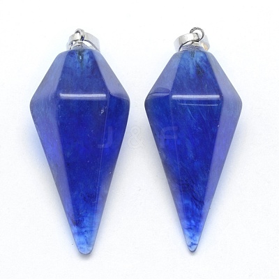 Watermelon Stone Glass Pointed Pendants KK-E757-F-09P-1