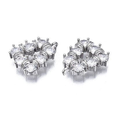 Brass Inlaid Clear Cubic Zirconia Pendants ZIRC-S069-025P-1