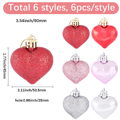 36Pcs 6 Colors PS Plastic Pendant Decorations FIND-SP0005-44-1