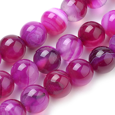 Natural Striped Agate/Banded Agate Beads Strands G-S259-04G-8mm-1