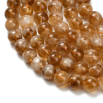 Heated Natural Citrine Beads Strands G-L642-B17-8mm-1