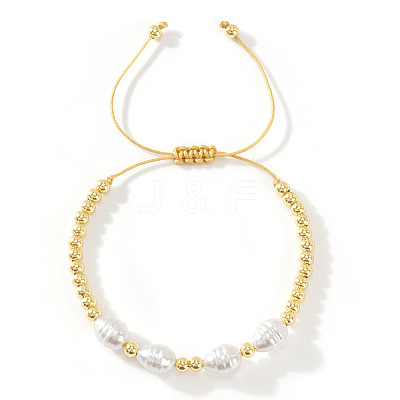 French Style Brass Round Beads Braided Bead Bracelets for Women CU2668-1