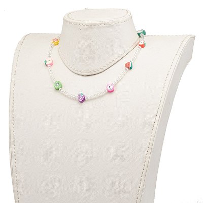 Colorful Polymer Clay Fruit Kids Beaded Necklaces NJEW-JN03288-1