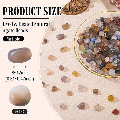250G Dyed & Heated Natural Agate Beads G-TA0002-73F-1
