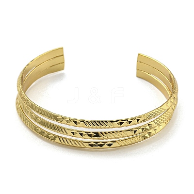 PVD Vacuum Plating 202 Stainless Steel Multi-strand Open Cuff Bangles for Women BJEW-M317-07A-G-1