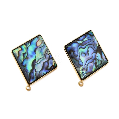 304 Stainless Steel Pave Natural Paua Shell Stud Earring Findings STAS-Z125-05G-1