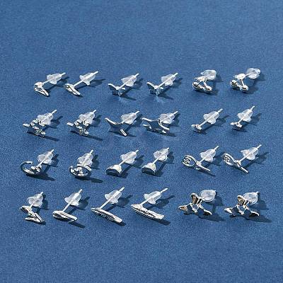 2 Pairs Alloy Stud Earrings for Women EJEW-FS0001-27C-1