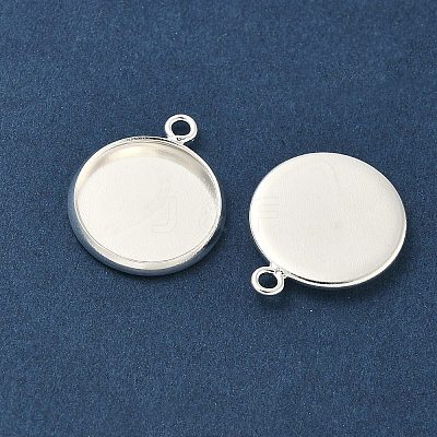 Flat Round Brass Pendant Cabochon Settings X-KK-K414-14E-S-1