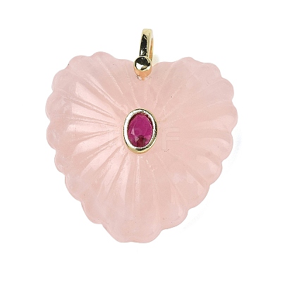 Natural Rose Quartz Carved Pendants G-C276-01G-17-1