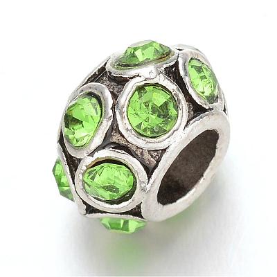 Rondelle Tibetan Style Alloy Rhinestone European Large Hole Beads MPDL-F017-12-1