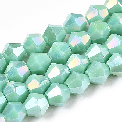 Opaque Solid Color Electroplate Glass Beads Strands EGLA-A039-P6mm-B20-1