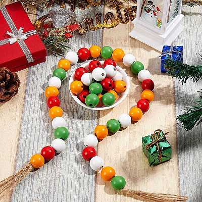 200Pcs 4 Colors Painted Natural Wood Beads WOOD-SZ0001-06-1