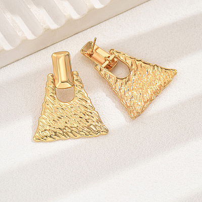 Stylish Textured Trapezoid 201 Stainless Steel Stud Earrings KV0782-1