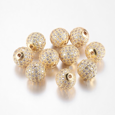 Brass Cubic Zirconia Beads ZIRC-F001-15G-1