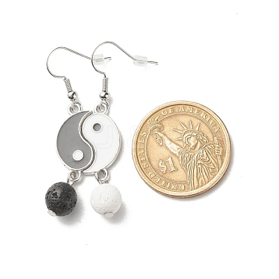 Alloy Enamel Yin Yang Matching Asymmetrical Earrings EJEW-JE04894-01-1