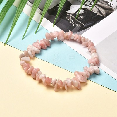 Natural Pink Opal Chip Beads Stretch Bracelets BJEW-JB06618-1
