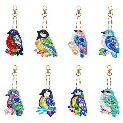 Bird DIY Diamond Painting Keychain Kit BIRD-PW0001-060-1
