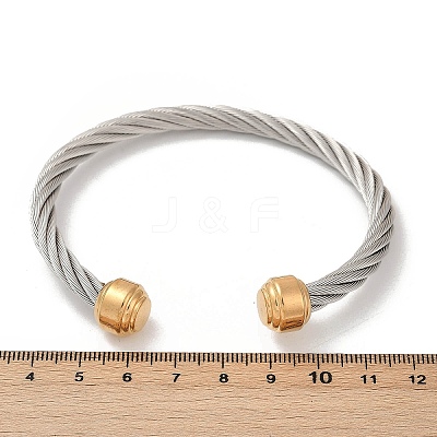 304 Stainless Steel Cuff Bangles BJEW-M136-01D-PG-1