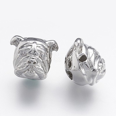 Brass Micro Pave Cubic Zirconia Puppy Beads ZIRC-F041-19P-1