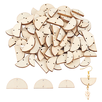 30 Sets 3 Sizes Undyed Wood Connector Charms WOOD-OC0002-94-1