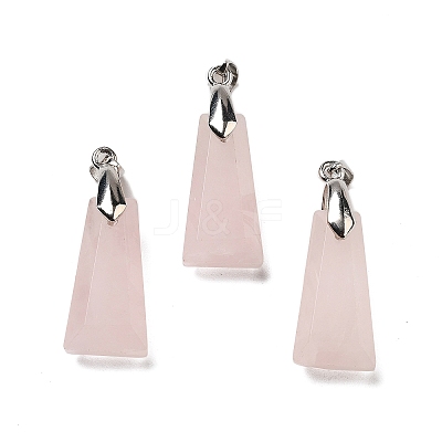 Natural Rose Quartz Faceted Pendants G-F774-02D-1