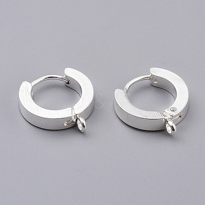 201 Stainless Steel Huggie Hoop Earrings Findings X-STAS-A167-01A-S-1