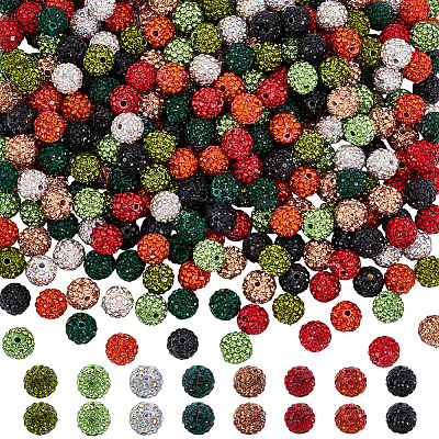 320Pcs 8 Colors Handmade Polymer Clay Rhinestone Beads RB-HY0001-07-1
