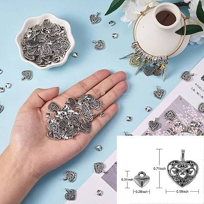 200Pcs 2 Style Tibetan Style Alloy Pendants FIND-SZ0002-33AS-1