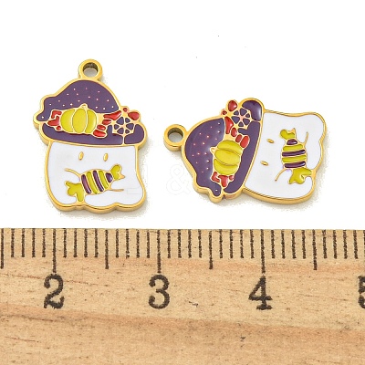 Halloween Theme Ion Plating(IP) 304 Stainless Steel Enamel Pendants STAS-M011-01D-1
