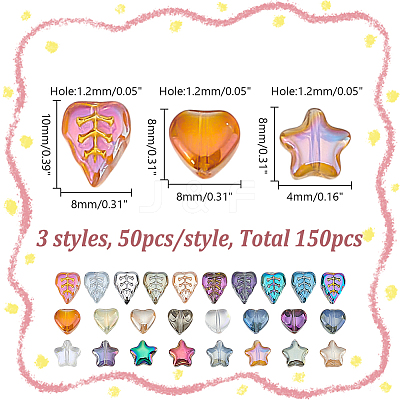 150Pcs 3 Styles Electroplate Glass Beads GLAA-AR0001-71-1